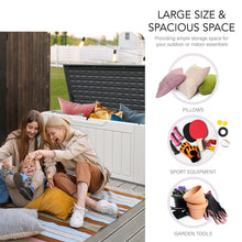 Load image into Gallery viewer, AJP Distributors 150 Gallon Outdoor Storage Box, Rain Waterproof Resin Deck Box, Lockable Large Storage Container for Patio Furniture, Cushions, Garden Tools, Sports Equipment and Pool Supplies White
