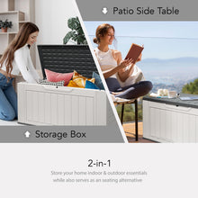 Load image into Gallery viewer, AJP Distributors 150 Gallon Outdoor Storage Box, Rain Waterproof Resin Deck Box, Lockable Large Storage Container for Patio Furniture, Cushions, Garden Tools, Sports Equipment and Pool Supplies White