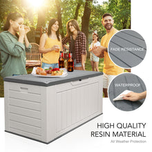 Load image into Gallery viewer, AJP Distributors 150 Gallon Outdoor Storage Box, Rain Waterproof Resin Deck Box, Lockable Large Storage Container for Patio Furniture, Cushions, Garden Tools, Sports Equipment and Pool Supplies White