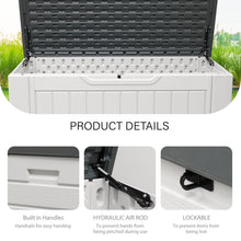 Load image into Gallery viewer, AJP Distributors 150 Gallon Outdoor Storage Box, Rain Waterproof Resin Deck Box, Lockable Large Storage Container for Patio Furniture, Cushions, Garden Tools, Sports Equipment and Pool Supplies White
