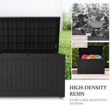 Load image into Gallery viewer, AJP Distributors 230 Gallon Outdoor Storage Box, Rain Waterproof Resin Deck Box, Lockable Large Storage Container for Patio Furniture, Cushions, Garden Tools, Sports Equipment and Pool Supplies Black