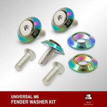 Load image into Gallery viewer, Uinversal 5 Piece Jdm Neo Chrome Billet Aluminum Engine Bay Dress Up Kit M6 x 20mm Fender Washer
