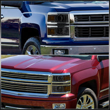 Load image into Gallery viewer, Chevrolet Silverado 1500 2014-2015 LED DRL Projector Headlights Chrome Housing Smoke Len Amber Reflector (Will Not Fit 2500 & HD Models)