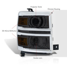 Load image into Gallery viewer, Chevrolet Silverado 1500 2014-2015 LED DRL Projector Headlights Chrome Housing Smoke Len Amber Reflector (Will Not Fit 2500 & HD Models)