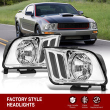 Load image into Gallery viewer, Ford Mustang 2005-2009 Factory Style Headlights Chrome Housing Clear Len Clear Reflector