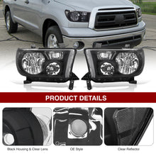 Load image into Gallery viewer, Toyota Tundra 2007-2013 / Sequoia 2008-2017 Factory Style Headlights Black Housing Clear Len Clear Reflector
