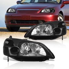 Load image into Gallery viewer, Honda Civic 2/4Door 2001-2003 Factory Style Headlights Black Housing Clear Len Clear Reflector