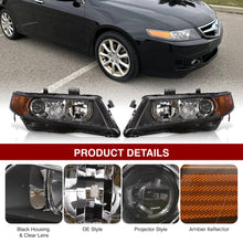 Load image into Gallery viewer, Acura TSX 2004-2008 Factory Style Headlights Black Housing Clear Len Amber Reflector