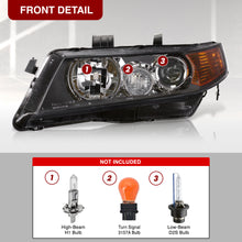 Load image into Gallery viewer, Acura TSX 2004-2008 Factory Style Headlights Black Housing Clear Len Amber Reflector