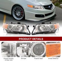 Load image into Gallery viewer, Acura TSX 2004-2008 Factory Style Headlights Chrome Housing Clear Len Amber Reflector