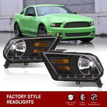 Load image into Gallery viewer, Ford Mustang 2010-2014 Factory Style Headlights Black Housing Clear Len Amber Reflector