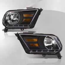 Load image into Gallery viewer, Ford Mustang 2010-2014 Factory Style Headlights Black Housing Clear Len Amber Reflector