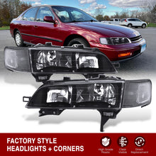Load image into Gallery viewer, Honda Accord 1994-1997 Factory Style Headlights + Corners Black Housing Clear Len Clear Reflector