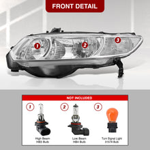 Load image into Gallery viewer, Honda Civic Coupe 2006-2011 Factory Style Headlights Chrome Housing Clear Len Clear Reflector