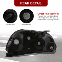 Load image into Gallery viewer, Honda Civic 1996-1998 Factory Style Headlights Black Housing Clear Len Clear Reflector