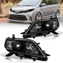 Load image into Gallery viewer, Toyota Sienna 2011-2020 Factory Style Headlights Black Housing Clear Len Clear Reflector