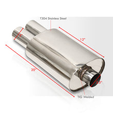 Load image into Gallery viewer, Universal 2.5" Inlet / 3" Dual Straight Tip DTM Style Stainless Steel Exhaust Muffler Chrome