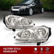 Load image into Gallery viewer, Volkswagen Golf 2006-2008 / Rabbit 2006-2008 / Jetta 2006-2010 Factory Style Headlights Chrome Housing Clear Len Clear Reflector (Halogen Models Only)