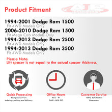 Load image into Gallery viewer, Dodge Ram 1500 4WD 1994-2001 / Ram 1500 4WD Mega Cab 2006-2010 / Ram 2500 3500 4WD 1994-2013 4WD 3" Front Leveling Lift Kit Black