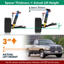 Load image into Gallery viewer, Dodge Ram 1500 4WD 1994-2001 / Ram 1500 4WD Mega Cab 2006-2010 / Ram 2500 3500 4WD 1994-2013 4WD 3" Front Leveling Lift Kit Black