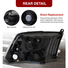 Load image into Gallery viewer, Dodge Ram 1500 2009-2018 / Ram 2500 3500 2010-2018 / Ram 4500 5500 2011-2018 / Ram 1500 Classic 2019-2023 Factory Style Quad Headlights Black Housing Clear Len Clear Reflector (Halogen Models Only)
