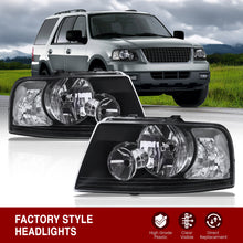 Load image into Gallery viewer, Ford Expedition 2003-2006 Factory Style Headlights Black Housing Clear Len Clear Reflector