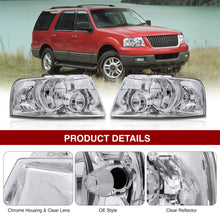Load image into Gallery viewer, Ford Expedition 2003-2006 Factory Style Headlights Chrome Housing Clear Len Clear Reflector