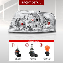 Load image into Gallery viewer, Ford Expedition 2003-2006 Factory Style Headlights Chrome Housing Clear Len Clear Reflector