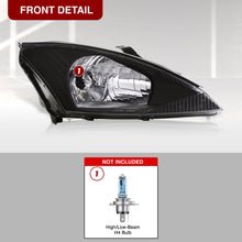 Load image into Gallery viewer, Ford Focus 2000-2004 Factory Style Headlights Black Housing Clear Len Clear Reflector
