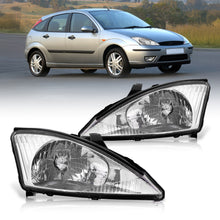 Load image into Gallery viewer, Ford Focus 2000-2004 Factory Style Headlights Chrome Housing Clear Len Clear Reflector
