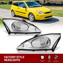 Load image into Gallery viewer, Ford Focus 2000-2004 Factory Style Headlights Chrome Housing Clear Len Clear Reflector