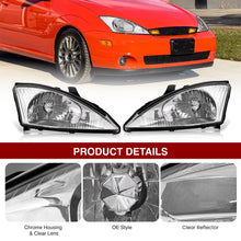 Load image into Gallery viewer, Ford Focus 2000-2004 Factory Style Headlights Chrome Housing Clear Len Clear Reflector