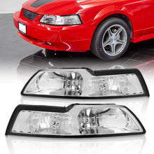 Load image into Gallery viewer, Ford Mustang 1999-2004 Factory Style Headlights Chrome Housing Clear Len Clear Reflector