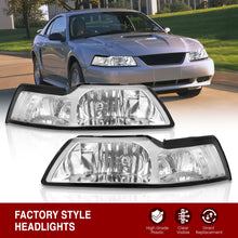 Load image into Gallery viewer, Ford Mustang 1999-2004 Factory Style Headlights Chrome Housing Clear Len Clear Reflector