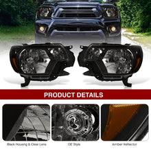 Load image into Gallery viewer, Toyota Tacoma 2012-2015 Factory Style Headlights Black Housing Clear Len Amber Reflector