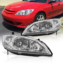 Load image into Gallery viewer, Honda Civic 2004-2005 Factory Style Headlights Chrome Housing Clear Len Clear Reflector