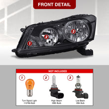 Load image into Gallery viewer, Honda Accord Sedan 2008-2012 Factory Style Headlights Black Housing Clear Len Clear Reflector