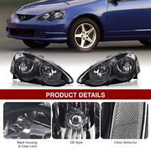 Load image into Gallery viewer, Acura RSX 2002-2004 Factory Style Headlights Black Housing Clear Len Clear Reflector