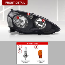 Load image into Gallery viewer, Acura RSX 2002-2004 Factory Style Headlights Black Housing Clear Len Clear Reflector