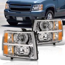 Load image into Gallery viewer, Chevrolet Silverado 2007-2013 Factory Style Headlights Chrome Housing Clear Len Amber Reflector