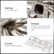 Load image into Gallery viewer, Acura RSX 2002-2006 / Honda Civic SI 2002-2011 T3/T4 Stainless Steel Turbo Manifold