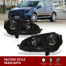 Load image into Gallery viewer, Volkswagen Golf 2006-2008 / Rabbit 2006-2008 / Jetta 2006-2010 Factory Style Headlights Black Housing Clear Len Clear Reflector (Halogen Models Only)