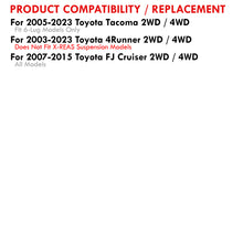 Load image into Gallery viewer, Toyota Tacoma 2005-2023 (6 Lug) / FJ Cruiser 2007-2015 / 4Runner 2003-2023 (6 Lug) (Does not Fit XREAS Suspension) 2" Front Leveling Lift Kit Black