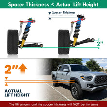 Load image into Gallery viewer, Toyota Tacoma 2005-2023 (6 Lug) / FJ Cruiser 2007-2015 / 4Runner 2003-2023 (6 Lug) (Does not Fit XREAS Suspension) 2" Front Leveling Lift Kit Black