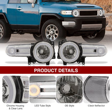 Load image into Gallery viewer, Toyota FJ Cruiser 2007-2014 LED DRL Bar Projector Headlights Chrome Housing Clear Len Clear Reflector
