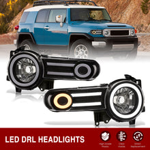 Load image into Gallery viewer, Toyota FJ Cruiser 2007-2014 LED DRL Bar Projector Headlights Black Housing Clear Len Clear Reflector
