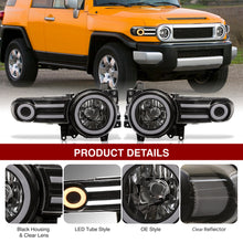 Load image into Gallery viewer, Toyota FJ Cruiser 2007-2014 LED DRL Bar Projector Headlights Black Housing Clear Len Clear Reflector