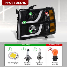 Load image into Gallery viewer, Chevrolet Silverado 1500 2007-2013 / 2500HD 3500HD 2007-2014 LED DRL Bar Projector Headlights Black Housing Clear Len Amber Reflector