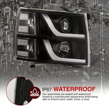 Load image into Gallery viewer, Chevrolet Silverado 1500 2007-2013 / 2500HD 3500HD 2007-2014 LED DRL Bar Projector Headlights Black Housing Clear Len Clear Reflector