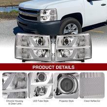 Load image into Gallery viewer, Chevrolet Silverado 1500 2007-2013 / 2500HD 3500HD 2007-2014 LED DRL Bar Projector Headlights Chrome Housing Clear Len Clear Reflector